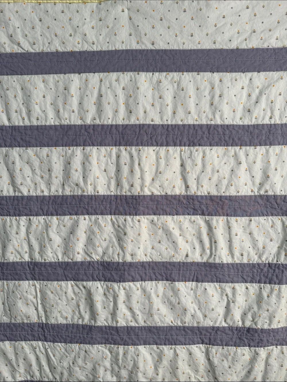 Handmade Yellow and Grey Stripe Quilt